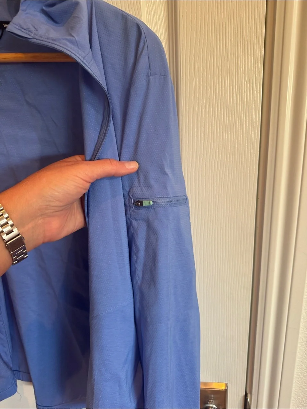 Nike Light Blue Running Hooded Jacket with White Branding